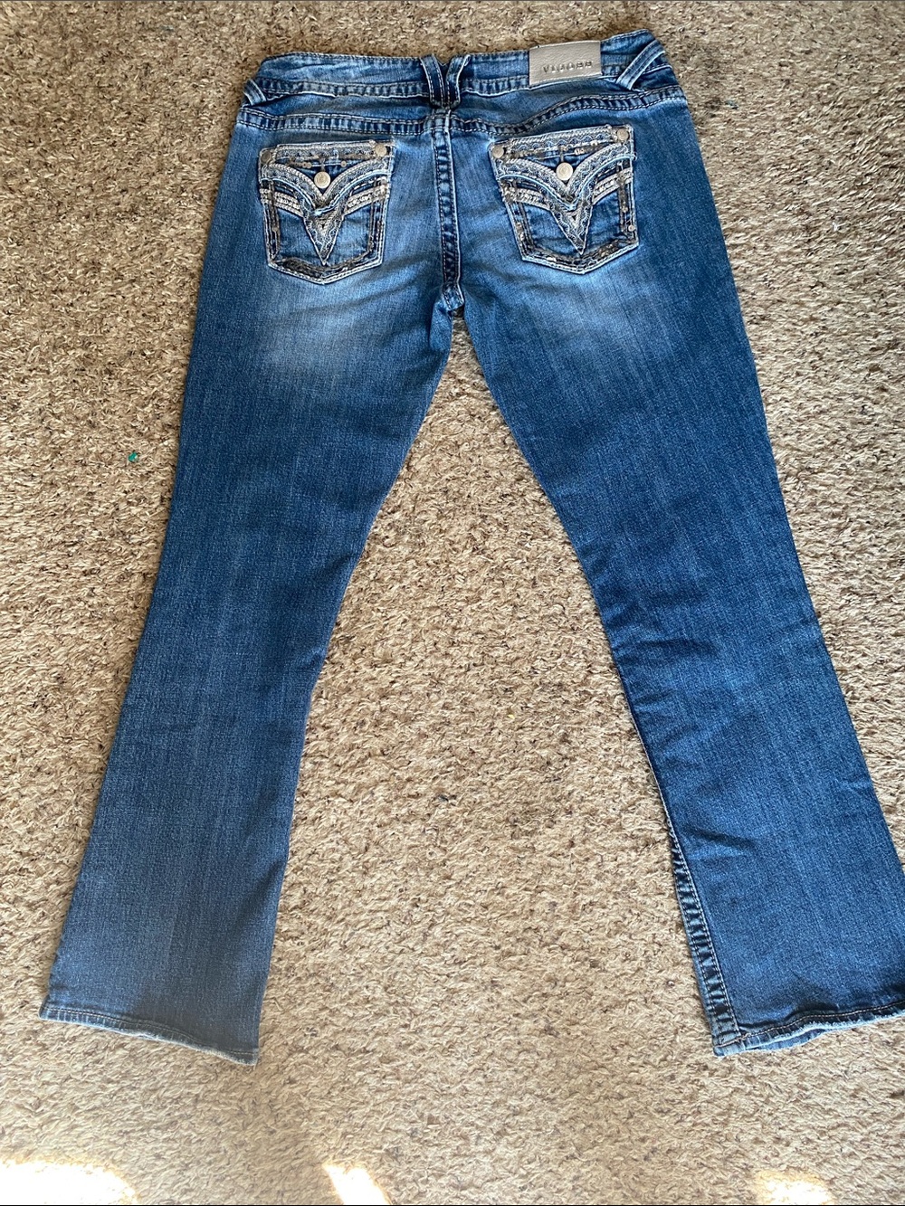 Vigoss Embellished Back Pocket Blue Flare Jeans